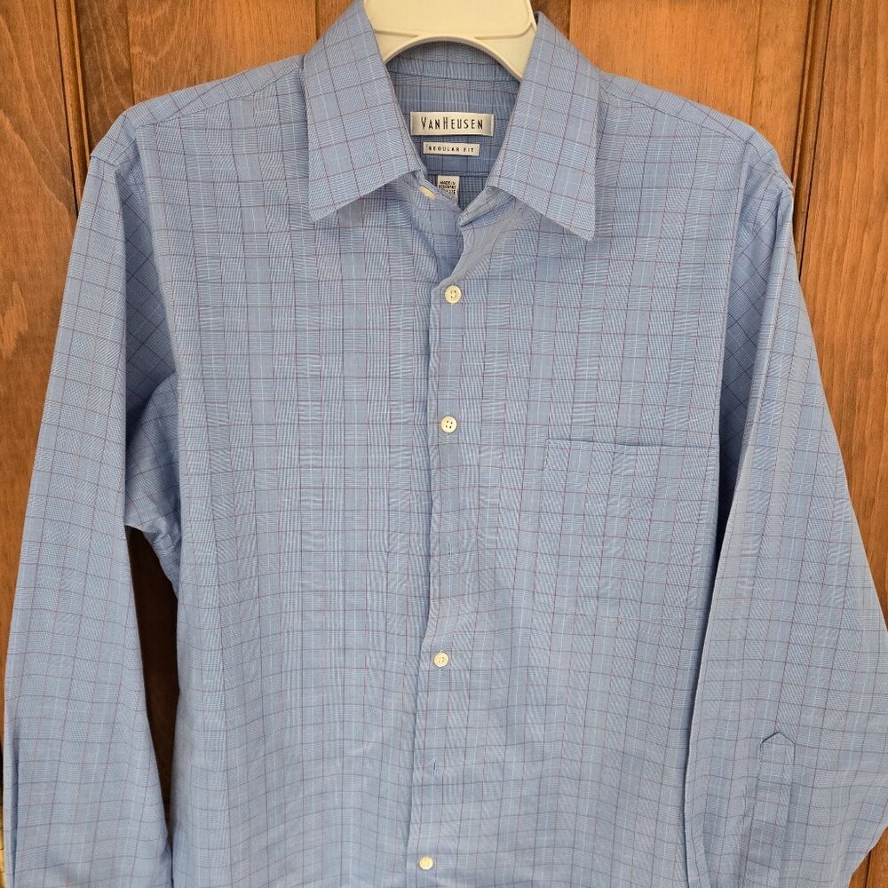 Van Heusen Mens Casual Button Down Shirt Sz 16, 32/33